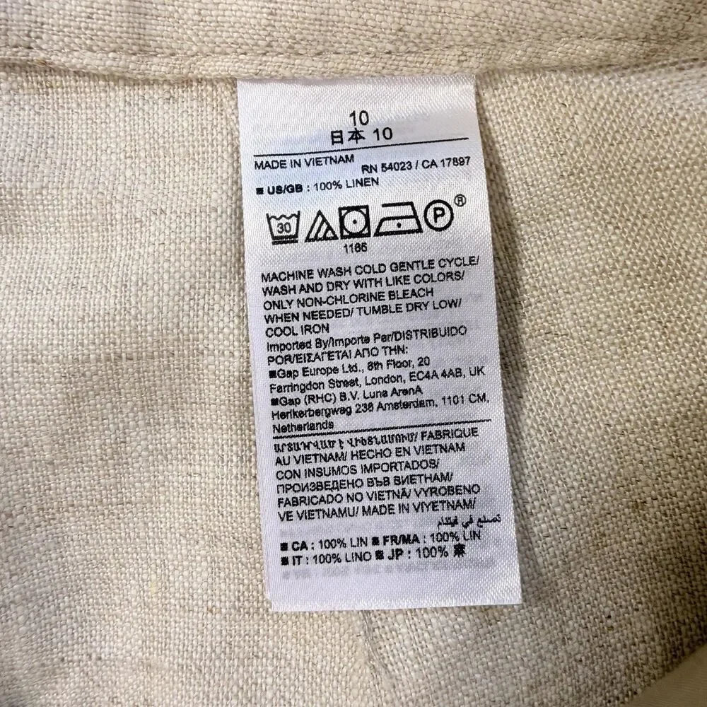 Banana Republic High Rise Slim Ankle Linen Trousers Size 10 Beige Minimalist NWT